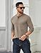 COOFANDY Mens Casual Long Sleeve Henley Shirts Cotton Fashion Button T-Shirts Soft Stretch Tee Shirt Khaki