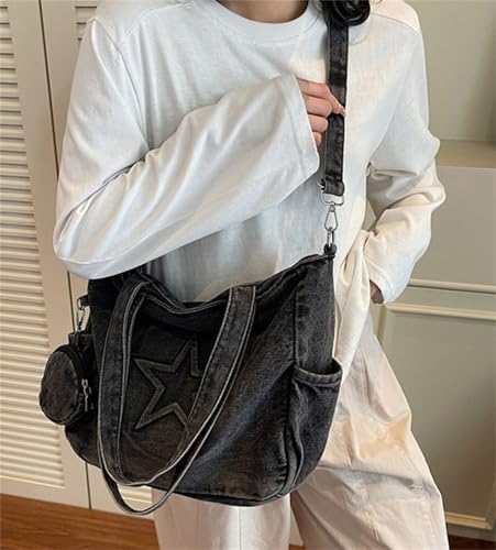 Epsion Soft Denim Handbag for Women Shoulder Bag Casual Hobo Tote Bags Retro Large Capacity Purses 20254