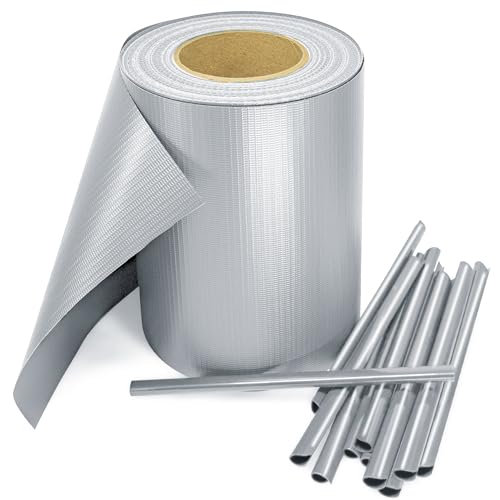 Stel4Style PVC Sichtschutz Streifen Privatsphäre Doppelstabmatten Zaun Folie inkl. 30 Befestigungsclips, Farbe:Hellgrau, Länge:35m