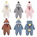 JELEUON Baby Newborn Boys Girls Thicken Fleece Footie Jumpsuit Hooded Warm Winter Bear Onesie Outfit Suit