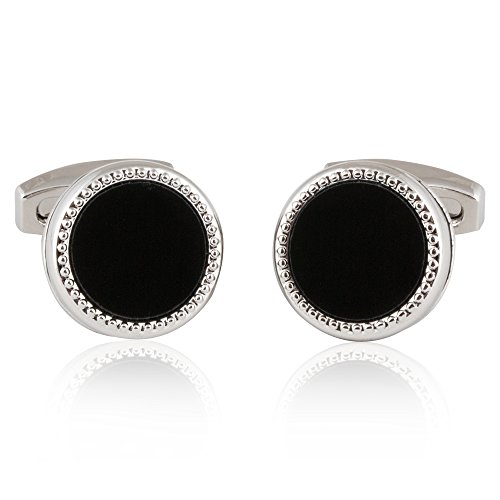 Cuff-Daddy Tuxedo Cufflinks Studs Formal Set Black Enamel Silver with Presentation Box Gift Party Special Occasions Wedding Anniversary2