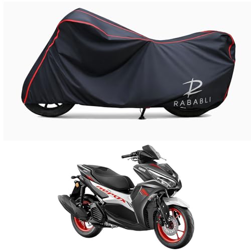 Image of Waterproof Bike Body Cover Compatible for | Yamaha Aerox 155 MotoGP | Taffeta Fabric, Red Piping Design, Bottom Elastic Fit | Dustproof, Sun UV & Rain Protection for All Bikes