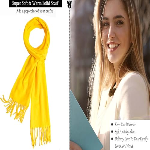 AUSEKALY Scarf For Men Women Neck Scarf Plaid Winter Scarf Fall Softest Classic Warm Bright Yellow4