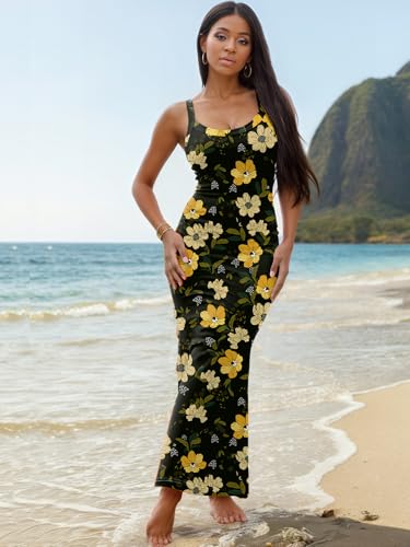 Image of Nimsruc Women Summer Long Dress Casual Slip Sexy Slim Sleeveless Bodycon Maxi Dresses for Women 2024