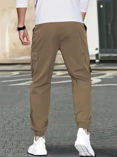 Image of ADBUCKS Men's Regular Fit low Rise Soild Cargos Style Joggers Casual Trousers