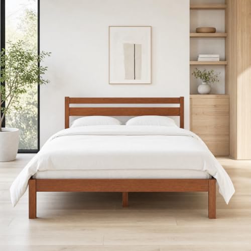 LIFEMENT Full Bed Frame with Headboard Classic Wood Platform, Noise Free, Under Bed Storage, No Box Spring Needed, Easy Assembly, Cherry LIFEMENT Full Bed Frame with Headboard Classic Wood Platform, Noise Free, Under Bed Storage, No Box Spring Needed, Easy Assembly, Cherry - Image 1