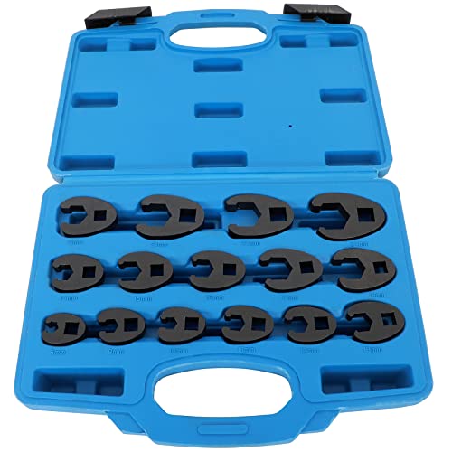 Image of SCITOO 15 Piece Crowfoot Wrench Metric Set Metric 8 to 24 mm Sizes