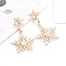 NVENF Christmas Snowflake Earrings for Women Winter Holiday Crystal Snowflake Drop Dangle Earrings Festive Gift for Women (Gold)