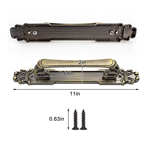 Heffchi 11" Sliding Barn Door Handle, Heavy Duty Metal Door Knob, French Vintage Door Pull For Cabinet Hardware Drawer Cabinet Accessories, Easy Install (1Pcs, Bronze) #TOP4