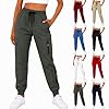 Cargo Joggers for Women High Elastic Waisted with Pockets Sweatpants Fashion Comfy Pants Loose Hiking Workout Trousers Dark Gray