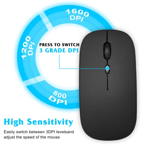 Image of UrbanX Bluetooth Rechargeable Mouse for Lenovo IdeaPad 5i Laptop Bluetooth Wireless Mouse Designed for Laptop /PC /Mac /pro /Computer /Tablet /Android Onyx Black