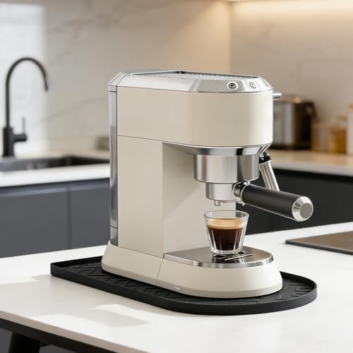 Barista Matte 25x40cm Kaffeemaschine Unterlage Silikon Rutschfeste Hitzebeständiges Wasserdicht Kleine Silikonmatte für DeLonghi Dedica Style Philips Senseo Original Plus und Ninja Creami usw