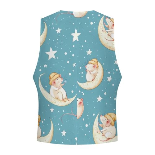 Cute Rat Men's Suit Vest Slim Fit Business Dress Party Pattern Waistcoat Vest Top4