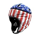 Adjustable Rugby Helmet Soft Padded Football Headgear British Anti-Collision Cap with Chin Strap Soc