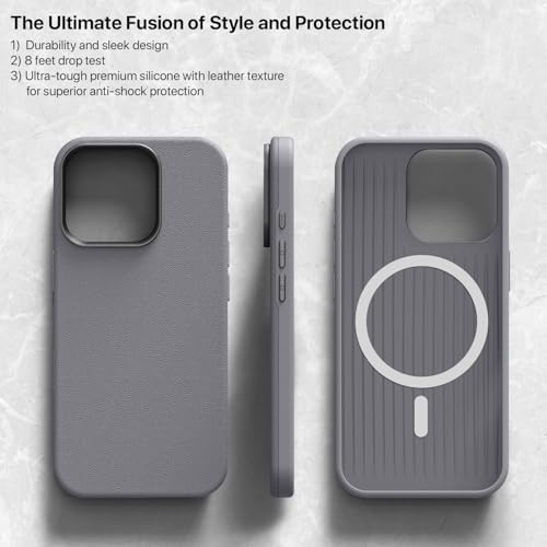 Image of GRIPP Heritage Xtreme Case Compatible with Mag-Safe for iPhone 16 Pro Max | 8ft Drop-Tested with D30 Tech, Premium Leatherette & Silicon, Metal Buttons, Luxuriantly Smooth Texture Back Cover - Grey