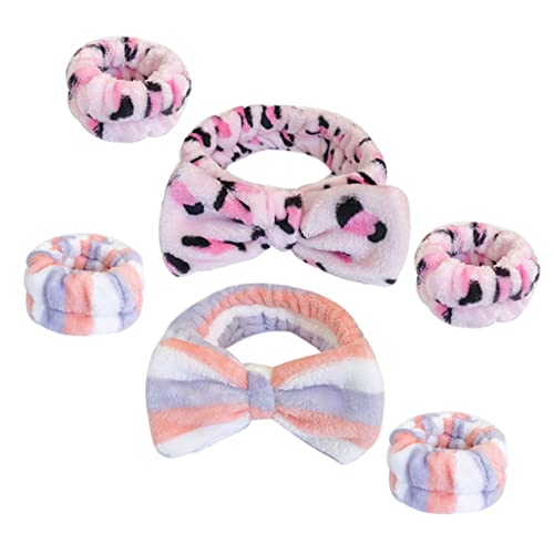 PATKAW 2 Juegos De Diadema De Leopardo Pulsera Facial Envolturas Para La Cabeza Correa Para Cejas Lazo Diadema Cosmética Horquilla Diadema Spa Lavado De Cara