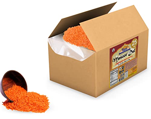 Image of Rani Masoor Dal (Indian Red Lentils) Split Gram 400oz (25lbs) 11.36kg Bulk Box ~ All Natural | Gluten Friendly | NON-GMO | Kosher | Vegan | Indian Origin