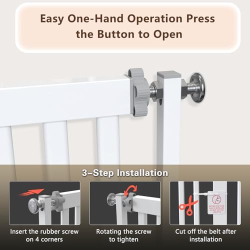 ZOUTEX 68" Extra Tall Cat Gate for Doorway, 30.5"-47.5" Auto Close Pet Gate Include 2.75", 5" and 7" Extension Kits, No Drilling Pressure Mount Kit, Suitable for Doorways or Kitchen, White