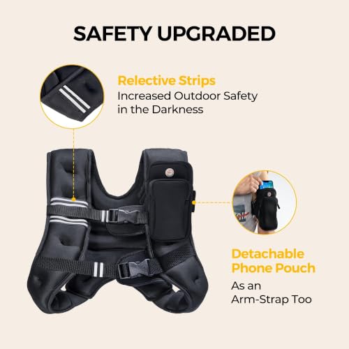 Image of PACEARTH Weighted Vest,6lb /8lb /10lb /12lb /16lb /20lb /25lb /30lb Weight Vest with Reflective Stripe, Body Weight Vests for Women, Men, Weight Loss Workout, Strength Training, Running, Walking, Jogging