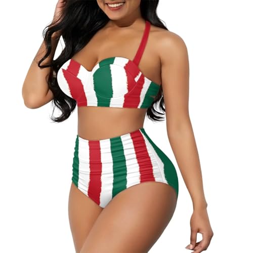 High Waisted Bikini Set for Women High Cut Swimsuit Two Pieces Sexy Bathing Suit Tummy Control