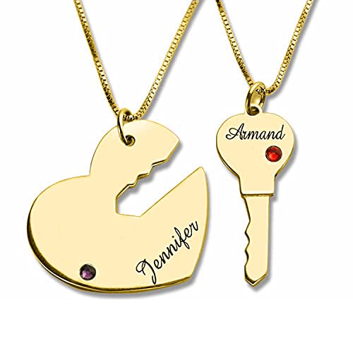 Key to My Heart Matching Necklace for Couples 2 Bestfriend Sister Birthstone Necklaces Boyfriend Girlfriend Relationship Custom Best Friend Friendship Bff Chain Him Her Engagement Wedding2