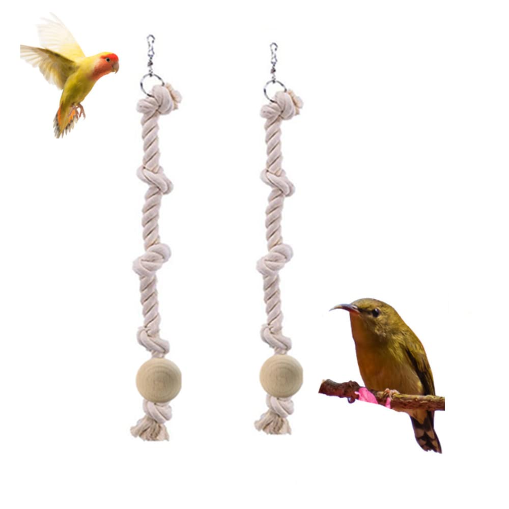 2 Pieces Cotton Climbing Rope for Parrot, Parrot Climbing Chewing Toy, Cotton Climbing Rope with 5 Knots for Parrot, 40 cm Long