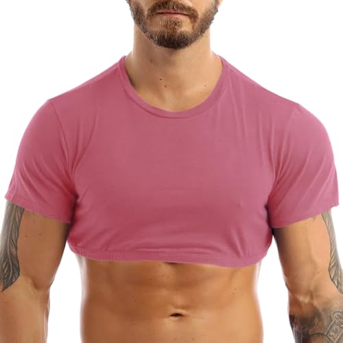 Uomo Muscle Fit Crop Top Manica Corta Fitness Cropped T-Shirt