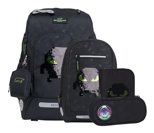 Beckmann Schulranzen Active Air FLX Schoolbag Set 6-teilig 20-25L Pixel schwarz