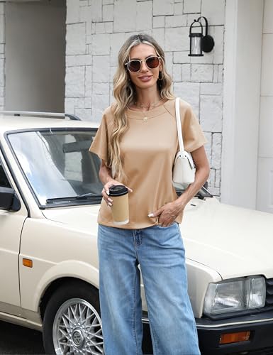 Zhiyouni Women's Summer Short Sleeves Tee T Shirt Crewneck Tie Knot Tops Sweatshirt3