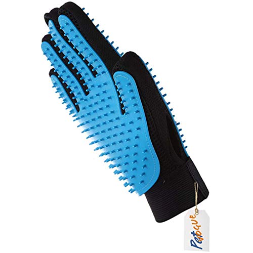 PetVogue Pet Hair Remover Handbursh-Gentle Pet Glove Brush-Deshedding Glove-Massage Mitt With 5 Finger Design-For Small Medium Large Dogs & Cats With Long & Short Fur-Double Sided Grooming Handbrush