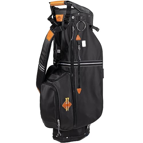 Sun Mountain Mid-Stripe 4-Way Cart Bag - Durable and Comfortable Golf Cart Bag with Eight Pockets for Ample Storage - Features a Chrome Engravable Plate, Dual Tee Holders, and a Rain Hood - Black -  Sun Mountain Sports, N230426