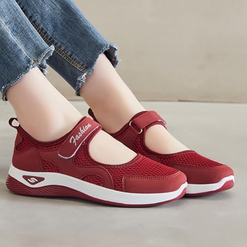 Kubbon Womens Walking Sneakers Woven Orthopedic Breathable Soft Shoes Non-Slip Adjustable Breathable Lightweight Shoes Diabetic-Friendly Wedge Sneaker with Arch Support2