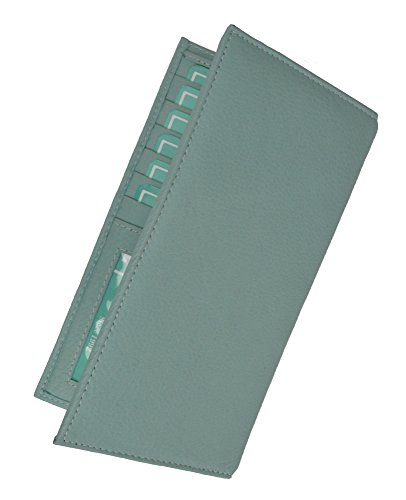 Marshal Brabd New Premium Leather Checkbook Wallet ID Credit Card Organizer (Baby Blue)3
