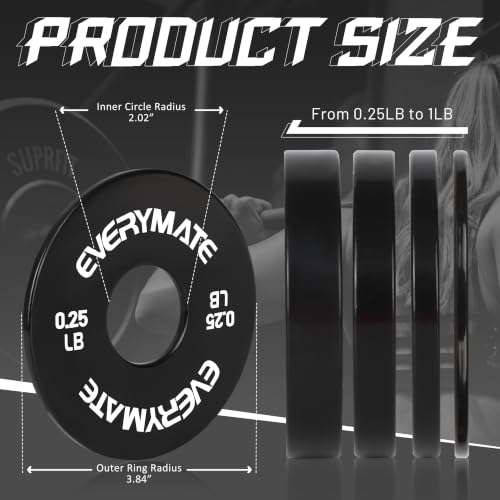 Image of EVERYMATE Fractional Micro Weight Plates Set of 8 Weight Plate Pair of 0.25LB 0.5LB 0.75LB 1 LB for Barbells for Strength Training Micro Plates Weight Plate