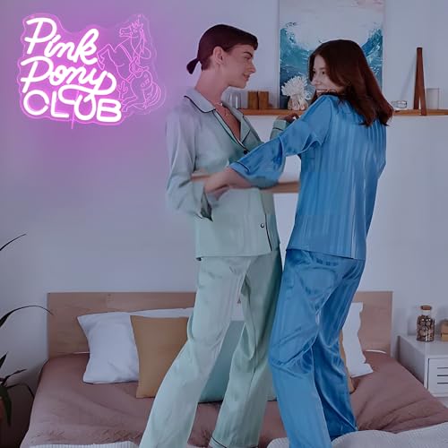 Image of Pink Pony Neon Sign Large LED Music Lover Neon Light Pink Bedroom Cowgirl Western Wall Art Music Room Man Cave Decor for Midwest Princess Gift Singer Fans Gifts(15.7 * 12inch)