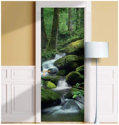 Forest Brook Door Mural. 1 Piece Sticker, Decal. Wrap, Cover. Peel and Stick, Self-Adhesive, Removable (24"x80", Variant 1)