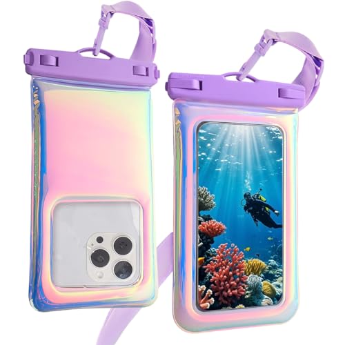 T Tersely Universal IPX8 Waterproof Phone Pouch Floating Cellphone Case Cover, 7" Dazzling Colour Underwater Dry Bag with Lanyard for iPhone 16/15/14 Pro/Max and Samsung Galaxy S25/S24/S23 Ultra/FE