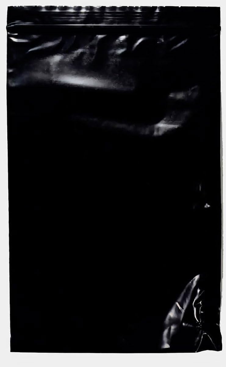 uGems 6" x 9" Black Resealable Plastic Storage Bags – 100 Pack, Opaque Reclosable Bags for Privacy, Light Protection, Crafts, Tools, and Office Supplies