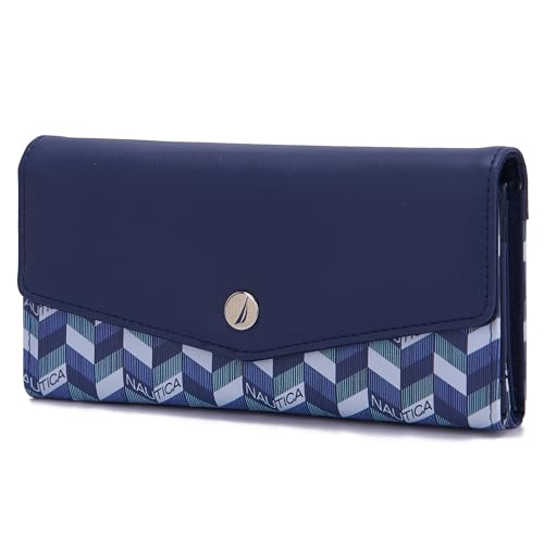 Image of Nautica Money Manager RFID Women's Wallet Clutch Organizer, Navy Blue