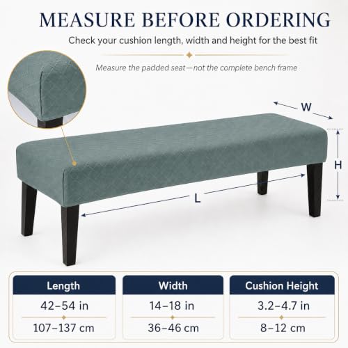 Image of Street27 High Stretch Jacquard Dining Bench Cover Elastic Chair Covers - Anti-Dust Removable Bench Slipcover Washable Bench Seat Protector Cushion Cover for Living Room, Bedroom, (Sage Green)
