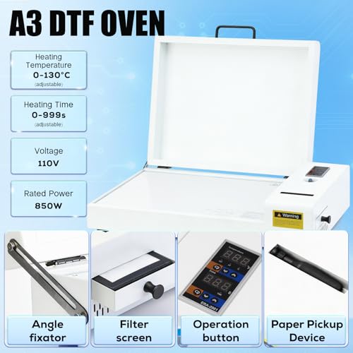 Image of FAFAIR A3 L1800 DTF Printer, Dtf Printer Machine with 6 Smart Upgrades, DIY Print Machine with Software, Powder, 5 x 250ml Ink, and 1 x Roll of Film(L1800+Oven, White)