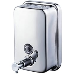 Expendedor De Jabon Liquido Beelee Dispensador de jabón líquido para Cocina y baño(Acero Inoxidable, Montaje en Pared), Plateado, 18oz/ 500 ML