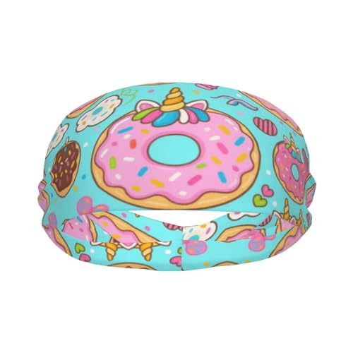 Boys Girls Sports Sweat Bands, Boho Style Long Head Band for Yoga Travel Spa, Cool Cute Unicorn Donuts Art Headdress Hair Accessories2