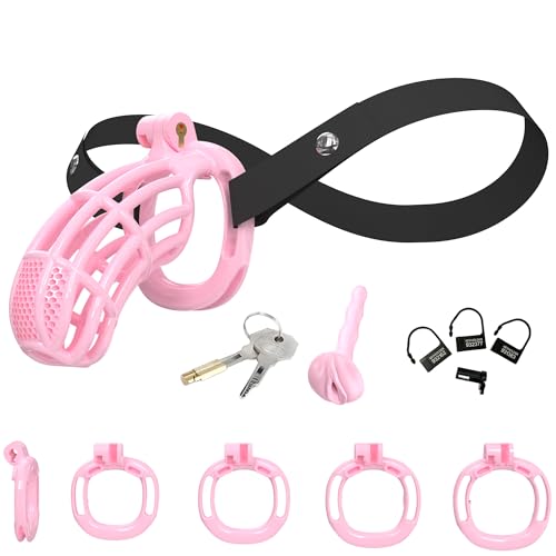 Genérico 5 Tallas Diferentes de Jaula Transpirable para Hombre con cinturón elástico-ESRB06 (Rosa, A4)