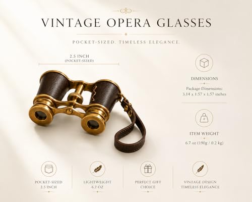 Binoculares de Ópera Vintage de Latón y Cuero Marrón miniatura 2