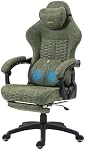 Dowinx Gaming Chair Big and Tall, Ergonomic Computer Chair with Footrest and Massage Lumbar Support, High Back Comfortable Gamer Chair for Adults 400Lbs PU Leather for Office Game, Green