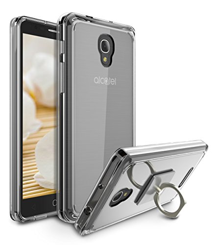 Alcatel Fierce 4 Case, Alcatel Allura Case, Style4U Scratch Resistant Shock Absorbent Slim Clear Back TPU Bumper Case for Alcatel Fierce 4 / Pop Plus with 1 Style4U Ring Holder Kickstand [Clear]