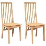 vidaXL Sillas de Comedor 2 Unidades Madera Maciza de Caucho, Silla de Comedor, Silla de Cocina, Asiento de Comedor, Silla, Silla de Sala de Estar