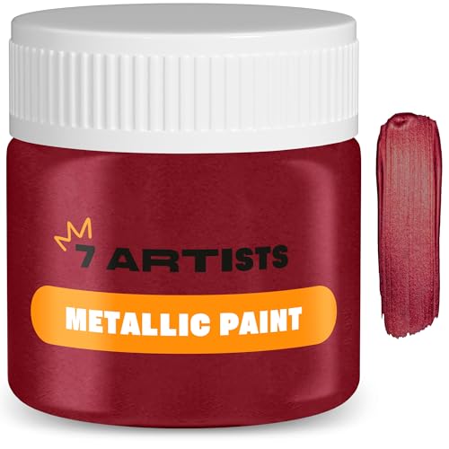 7 Artists Peinture Rouge Bordeaux Acrylique 50 ml – Haute Couverture avec Effet Pailleté pour Loisirs Créatifs & Arts | Peinture Acrylique Métallisée...