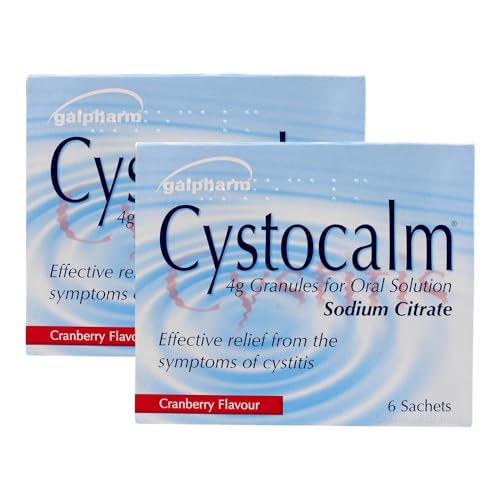 Cystitis Relief from Burning Pain, Cystocalm 6 Sachets 4g Granules Cranberry (Pack of 2)